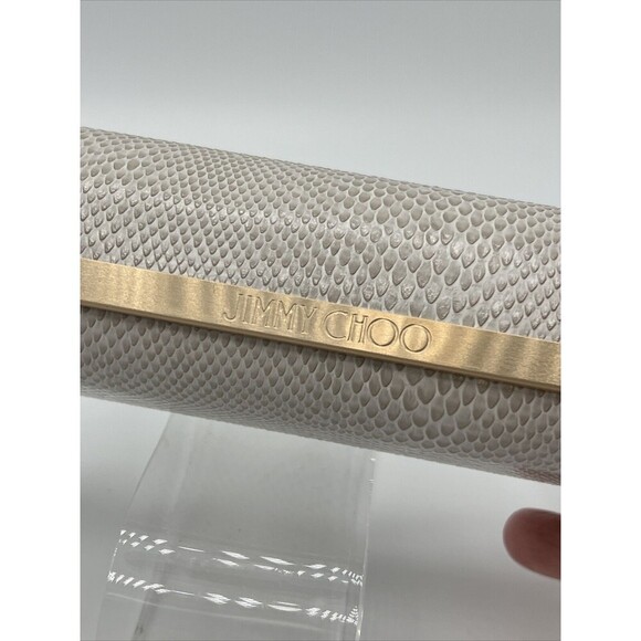 Jimmy Choo Ivory Snakeskin Hardshell Sunglasses Eyeglass Medium Case with Cloth - Picture 4 of 6